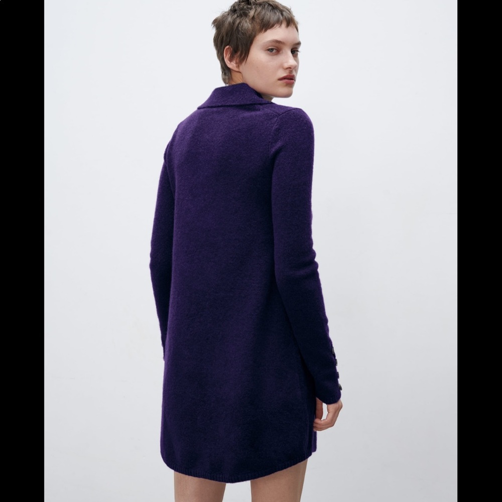 Zara Buttoned knit polo dress purple Size Small - Picture 4 of 6